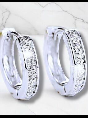 Just in! 925 Silver Hoop Diamond Earrings